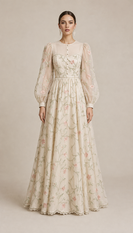 Embroidered Kota Doria Maxi Dress thumbnail 1