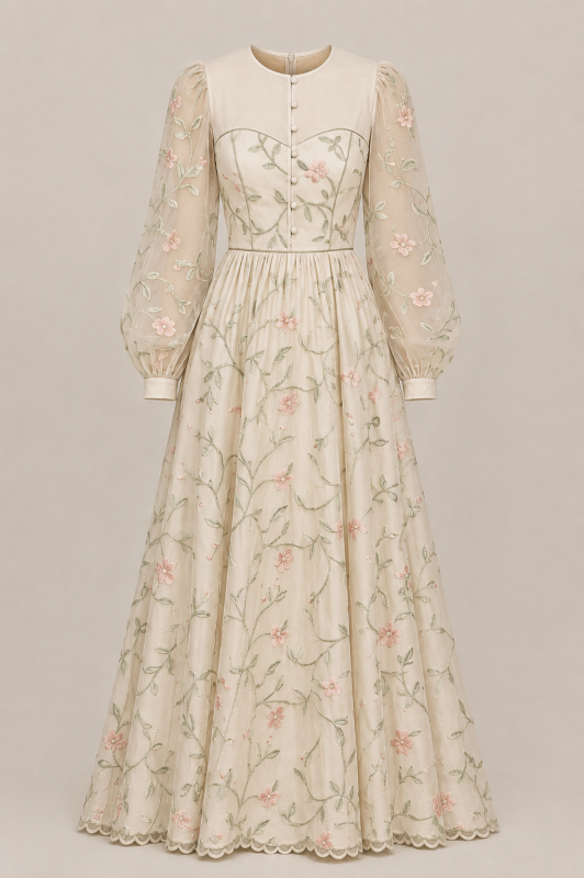 Embroidered Kota Doria Maxi Dress thumbnail 2